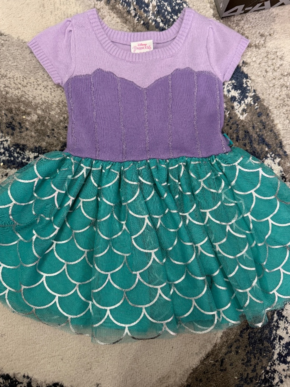 Disney Princess Girls 2T Ariel Mermaid Tulle Dress Purple Teal